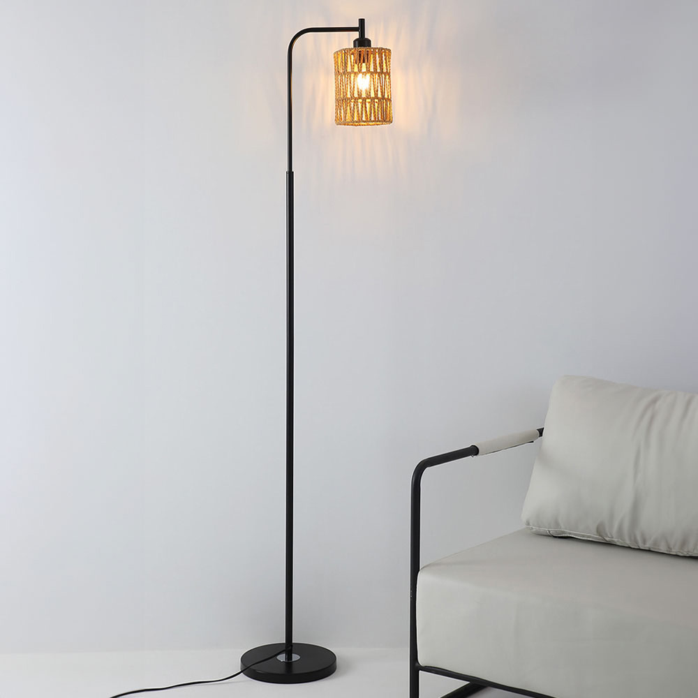 Living and Home Brown Cylindrical Shade Floor Lamp Image 2