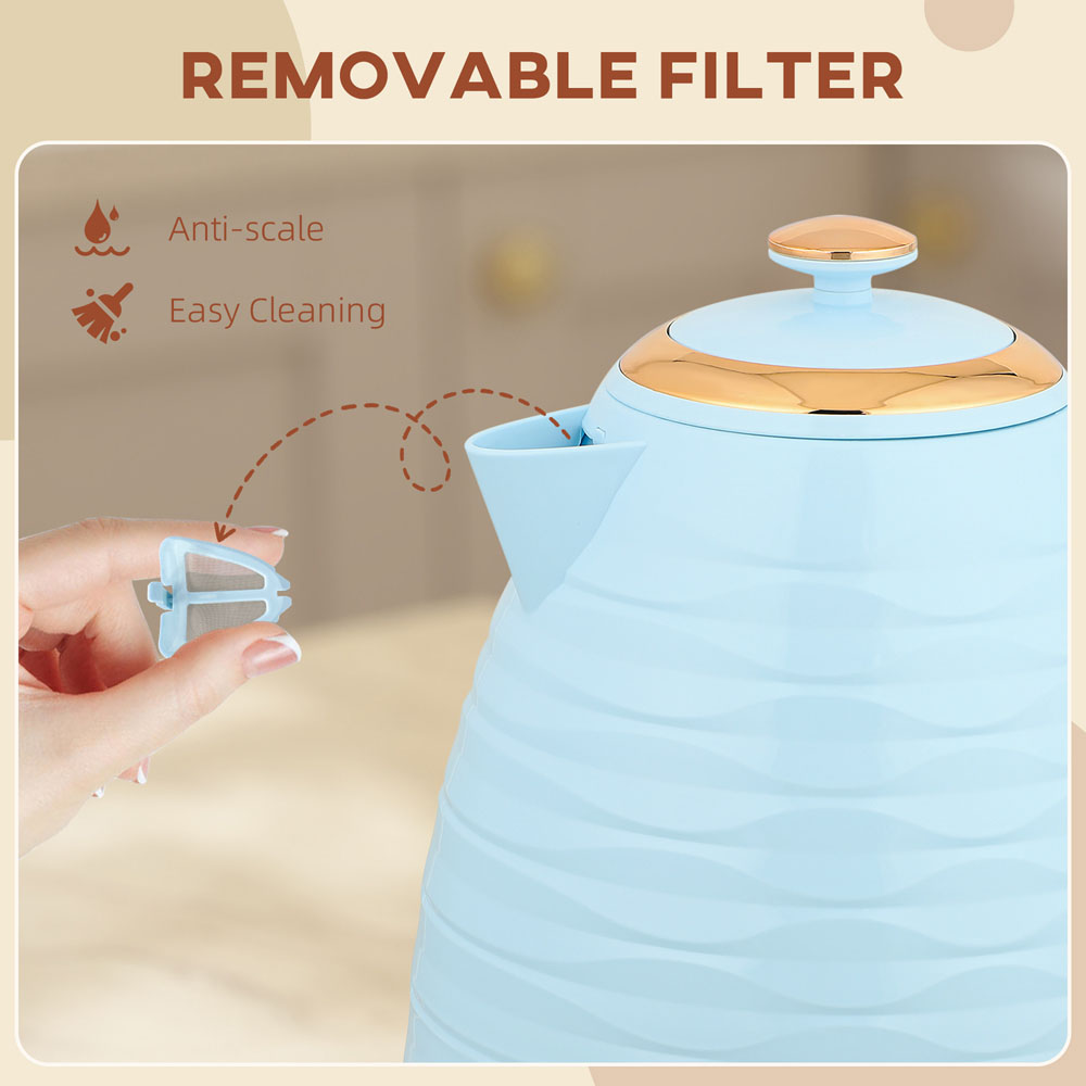 HOMCOM 800-207V70LB Light Blue Ripple 1.7L Electric Kettle 3kW Image 7