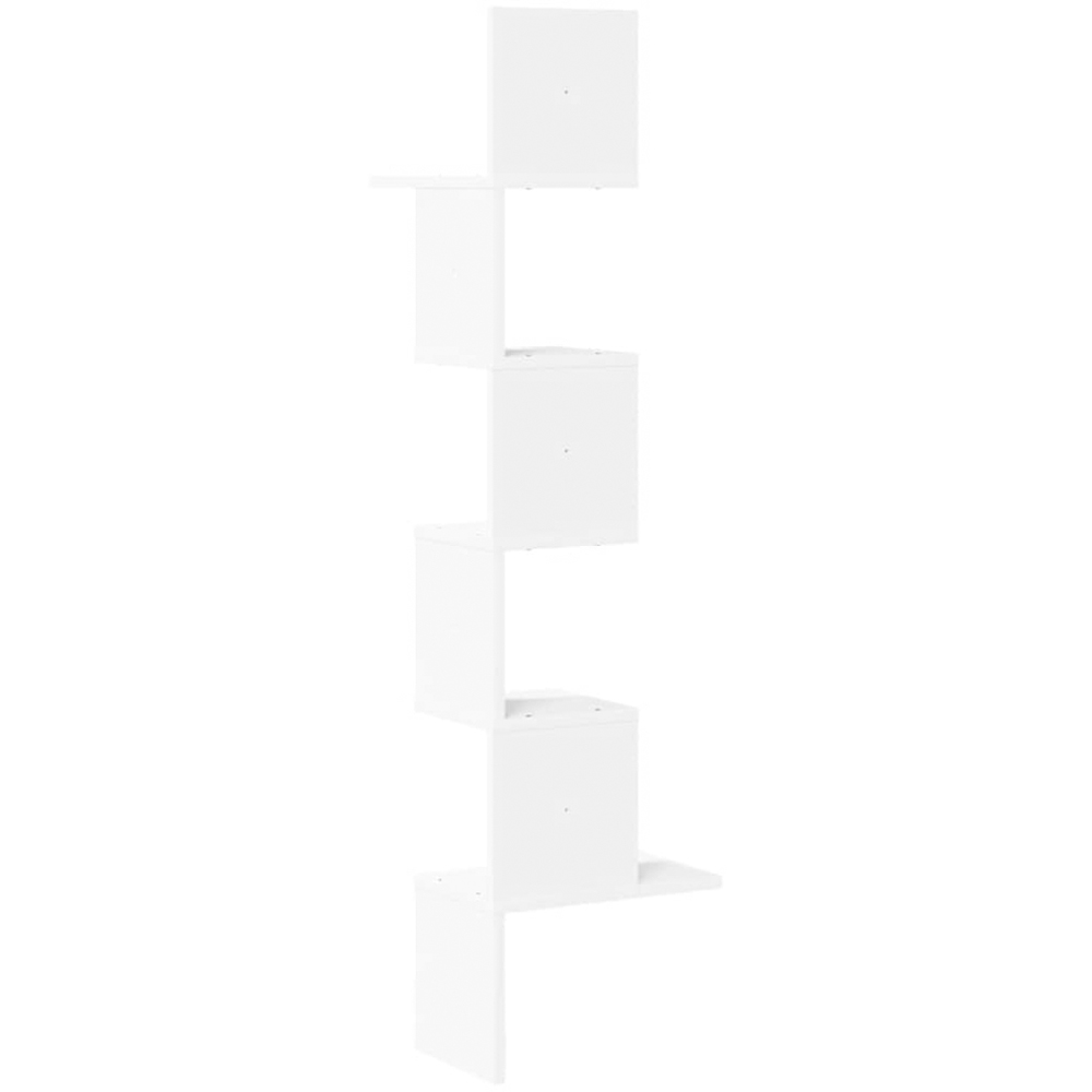 vidaXL 5 Shelf White Floating Corner Wall Shelf Image 5