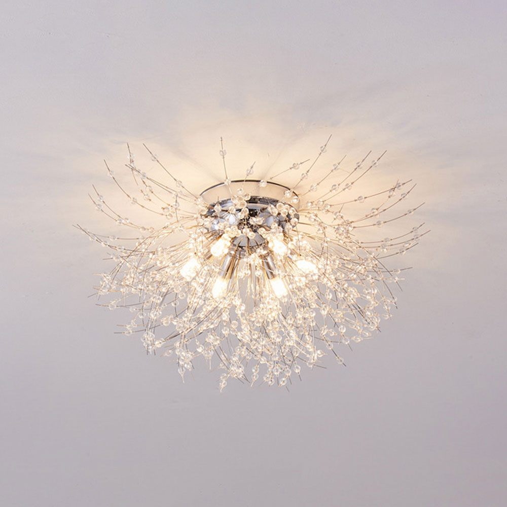 Living and Home Silver Sputnik Flush Mount Ceiling Light 50cm Image 4