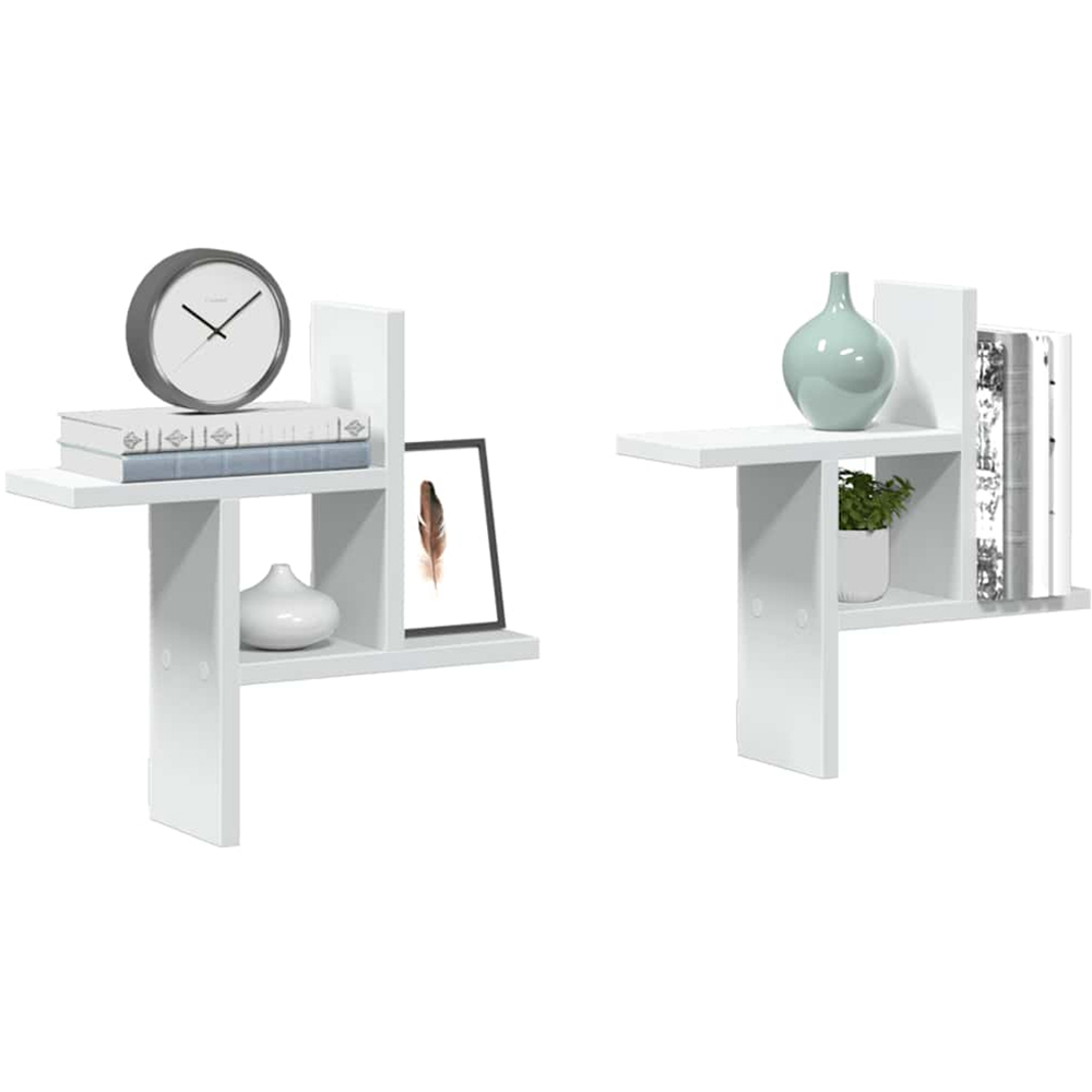 vidaXL 38 x 12 x 38cm White Wooden Wall Shelf 2 Pack Image 4
