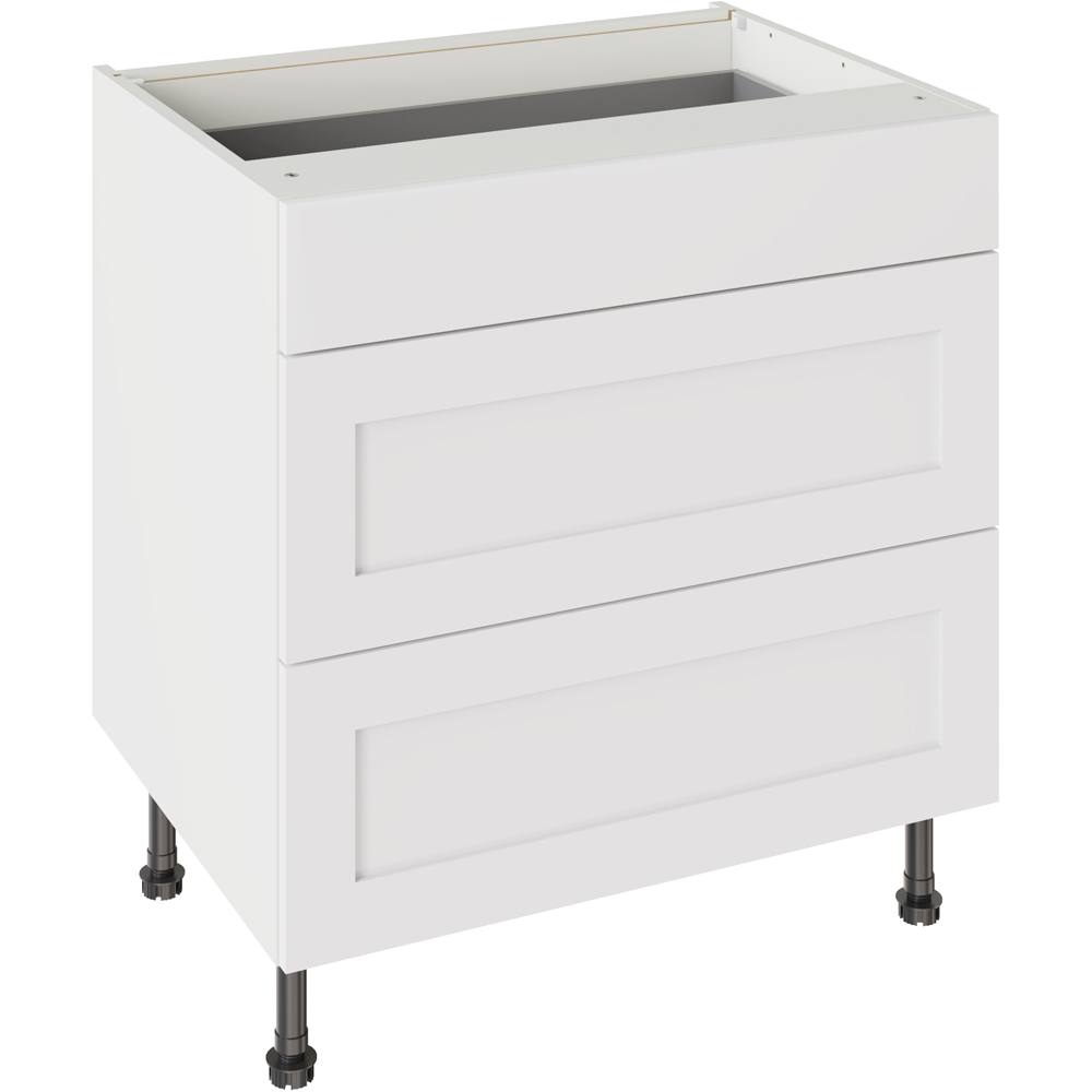 Kitchen Kit Shaker Matt White 3 Drawer Base Kitchen Cabinet Flatpack 800mm Image 1