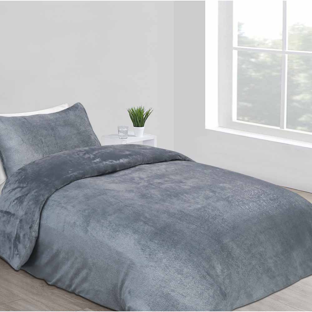 Wilko Charcoal Sparkle Teddy Single Duvet Set Wilko
