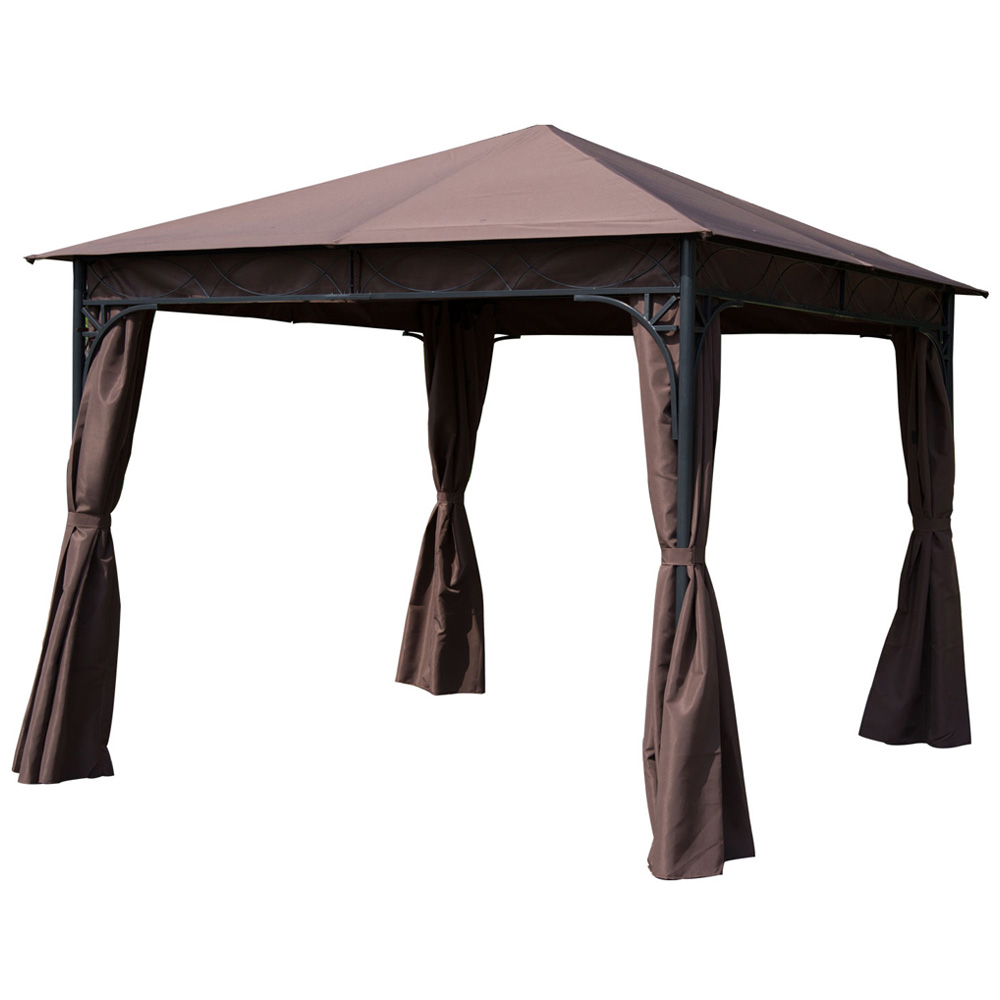 Outsunny 3 x 3m Brown Metal Gazebo Image 2