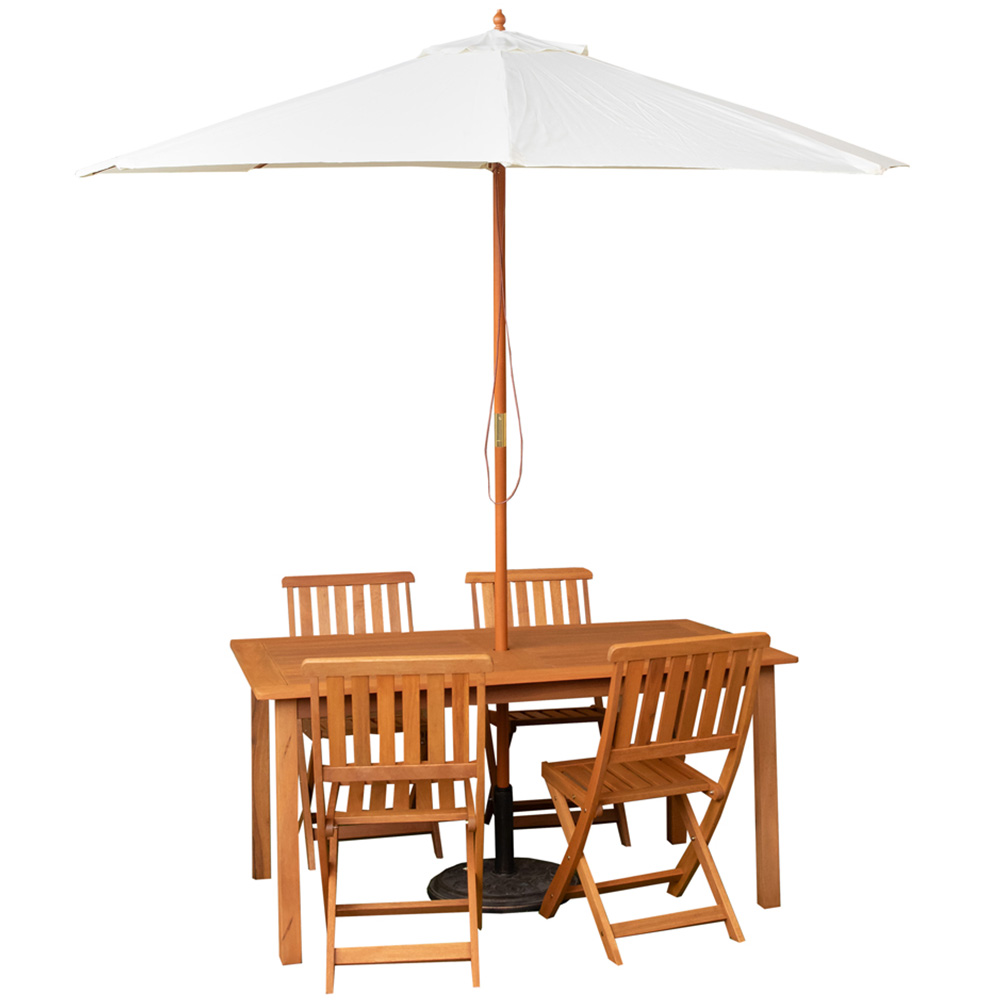 Samuel Alexander 4 Seater Wooden Rectangular Dining Set with Cream Parasol and Base Image 2
