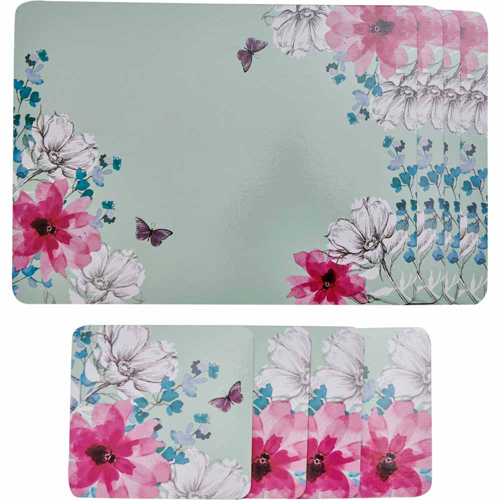 Wilko Sketched Bloom Design Placemats and Coasters Image