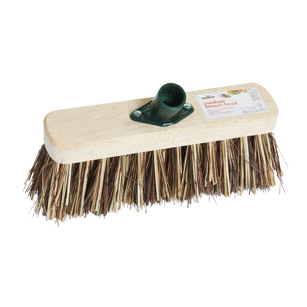 Wilko Wooden Brush Head Heavy Duty with Cane      and Bassine Bristles 279mm Image