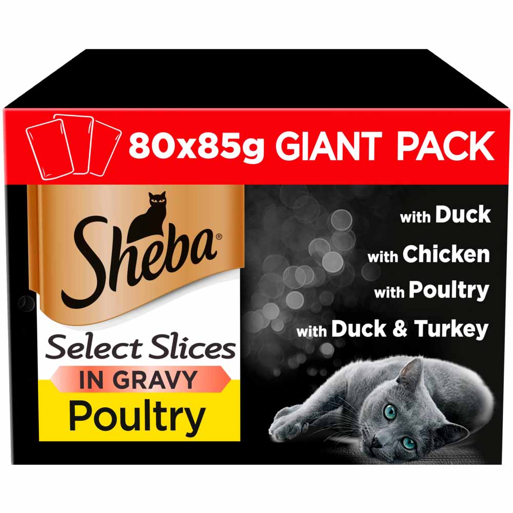 Sheba Select Poultry Collection in Gravy Cat Food Pouches 80x85g Wilko