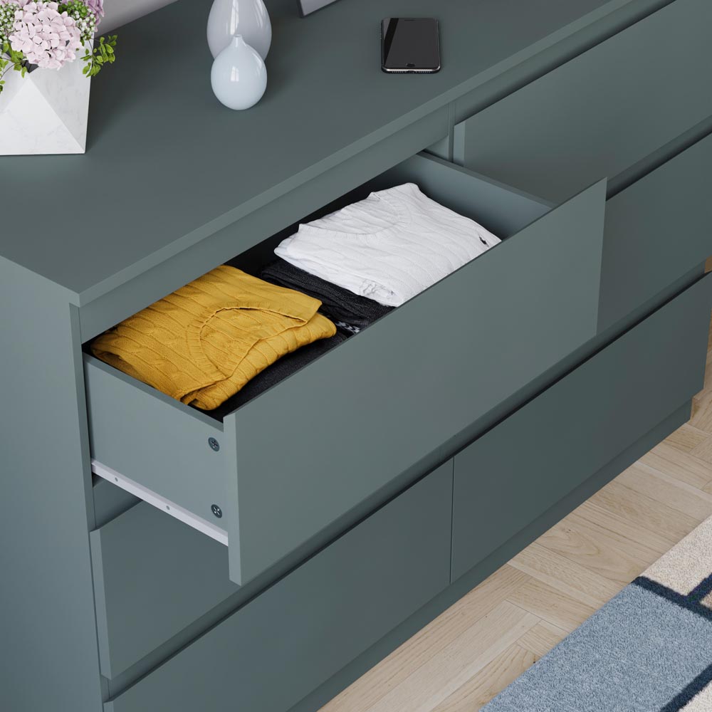 Vida Designs Denver Jasper Green 6 Drawer Bedside Table Image 6