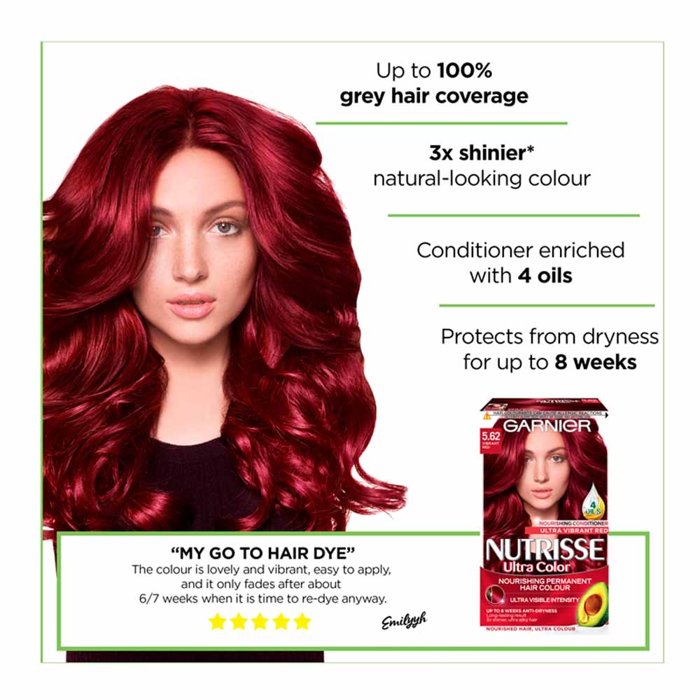 Garnier Nutrisse Ultra Vibrant Red Permanent Hair Dye | Wilko Garnier Nutrisse Ultra Vibrant Red Permanent Hair Dye | Wilko