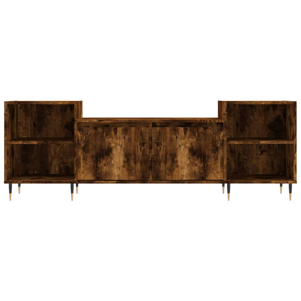 vidaXL 2 Door 4 Open Shelf Smoked Oak TV Cabinet Image 4
