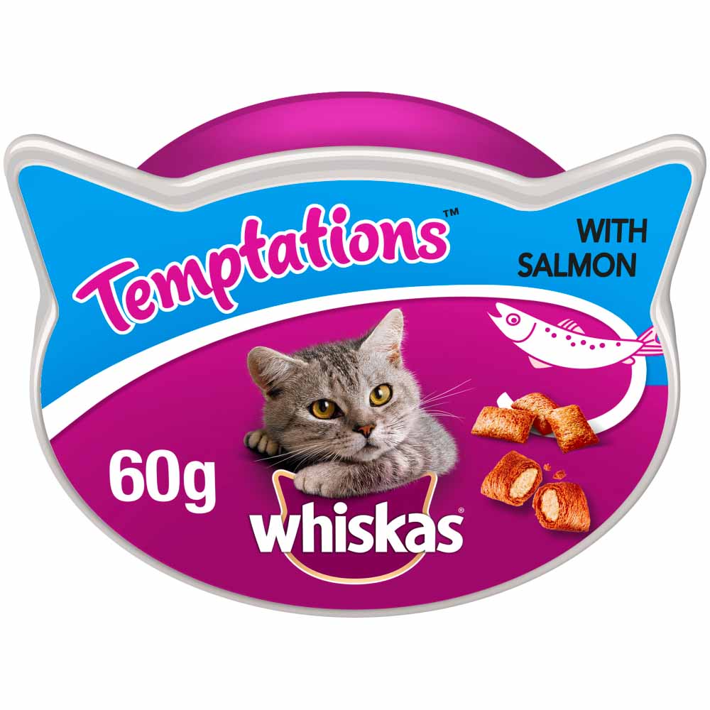 Whiskas Temptations Adult Cat Treat Biscuits with Salmon 90g Image 1