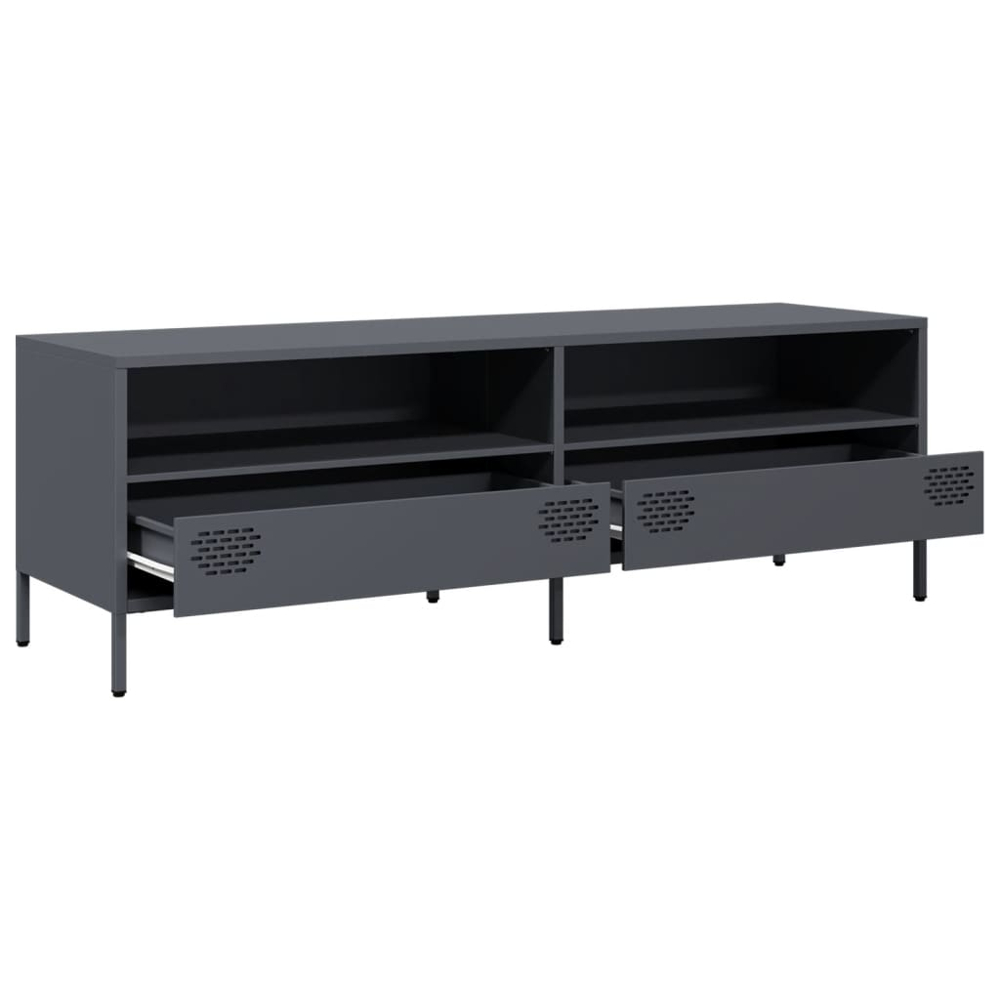 vidaXL 2 Drawer 2 Shelf Anthracite Cold-Rolled Steel TV Cabinet Image 3