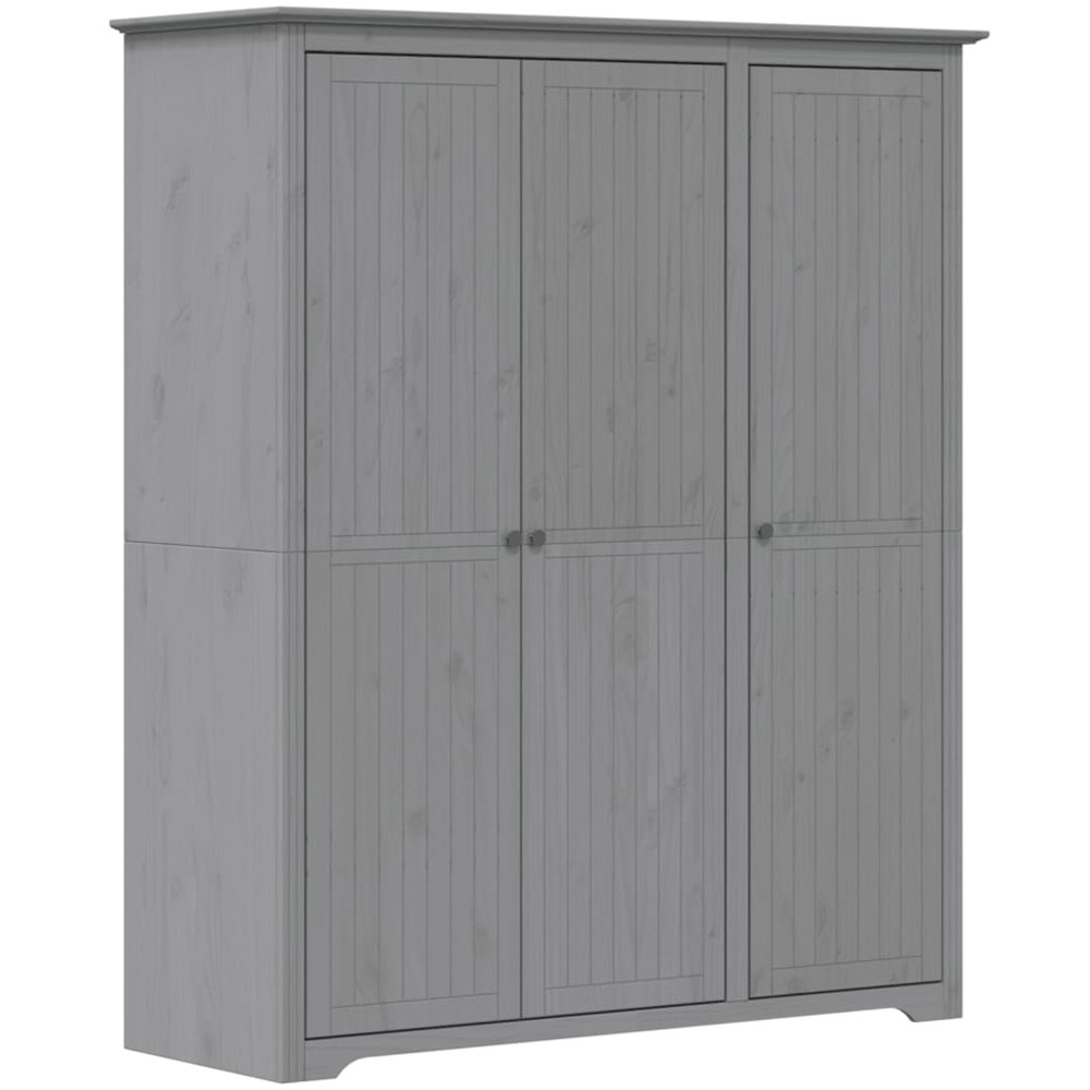 vidaXL Bodo 3 Door Grey Solid Wood Pine Wardrobe Image 2