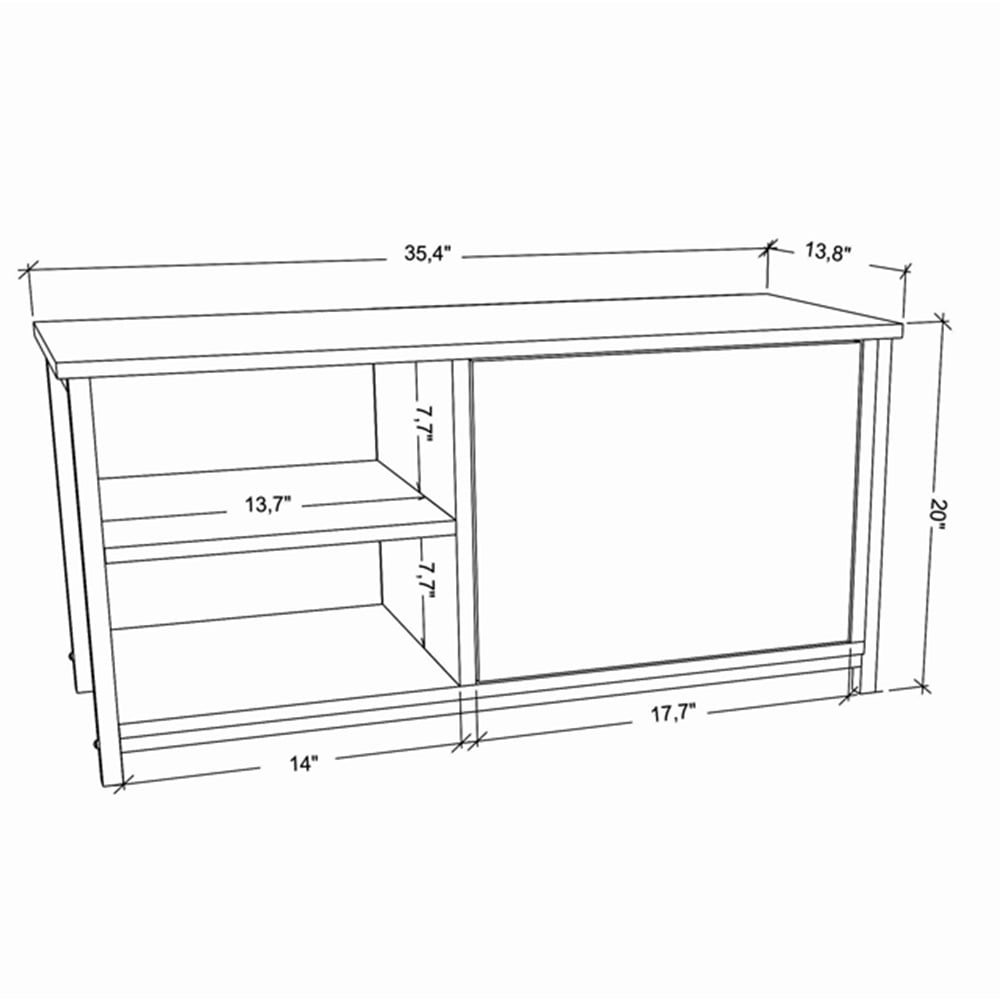Decorotika Muskegon Single Door and 2 Open Shelf Black and White TV Unit Image 7