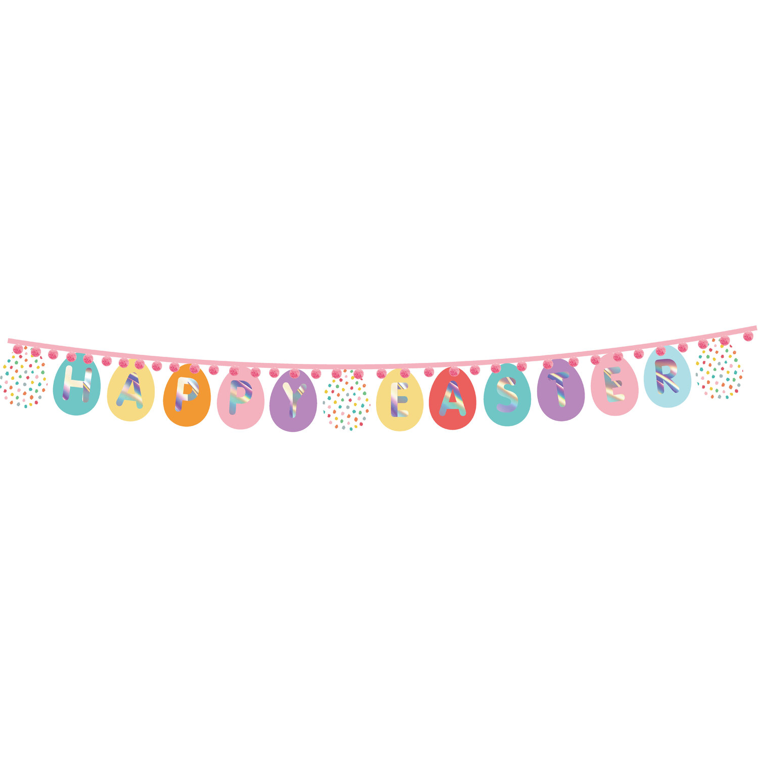 Holographic Pom Pom Easter Banner Image