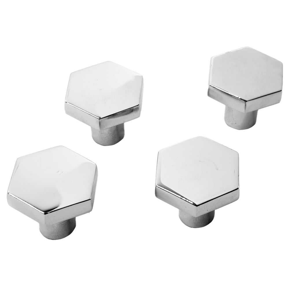 Wilko Scandi Hexagonal Chrome Door Knob 4 Pack Image 1