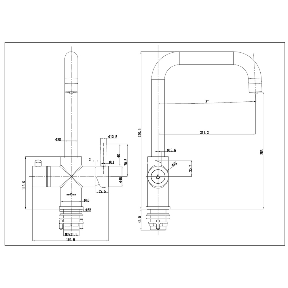 Reginox Tribezi 3 in 1 Matt Black Hot Water Tap Image 4