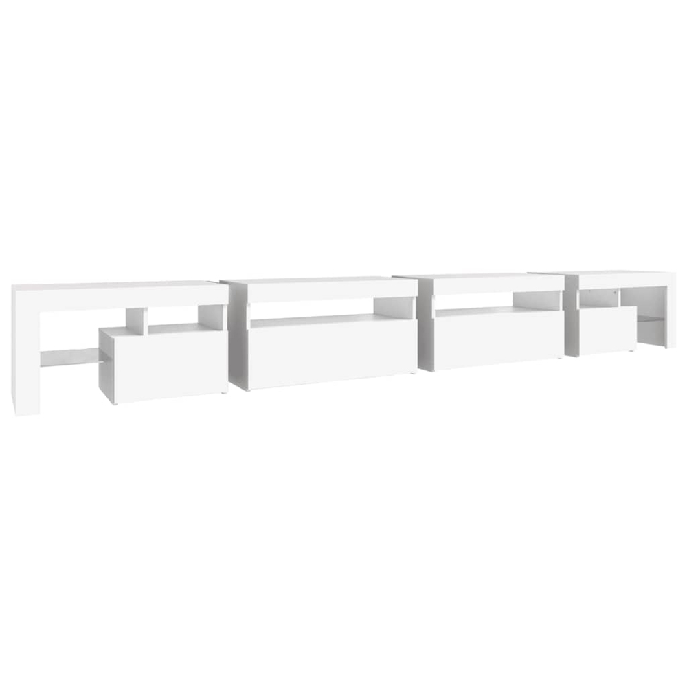 vidaXL 4 Door 6 Shelf White TV Cabinet with LED Lights Image 5
