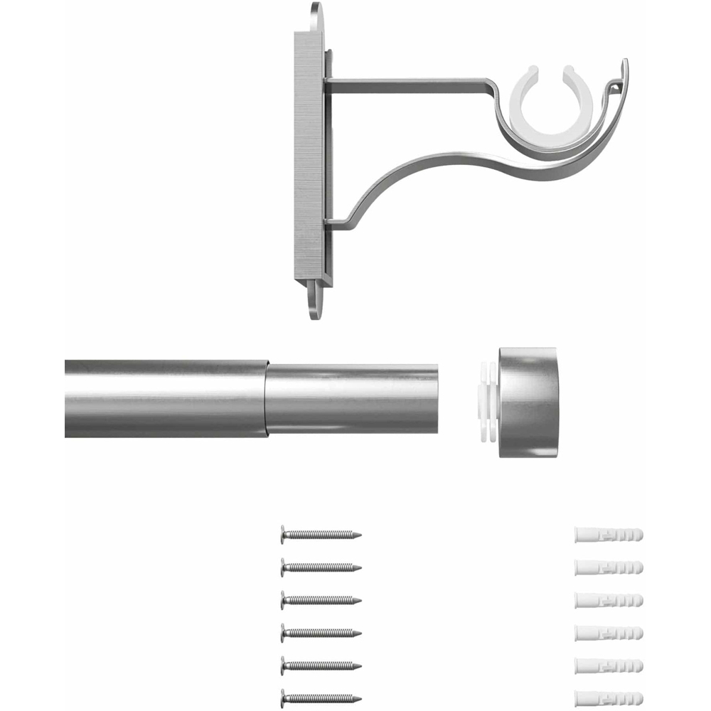Rothley 165-300cm Extendable Brushed Stainless Stud Finials Curtain Pole Image 3