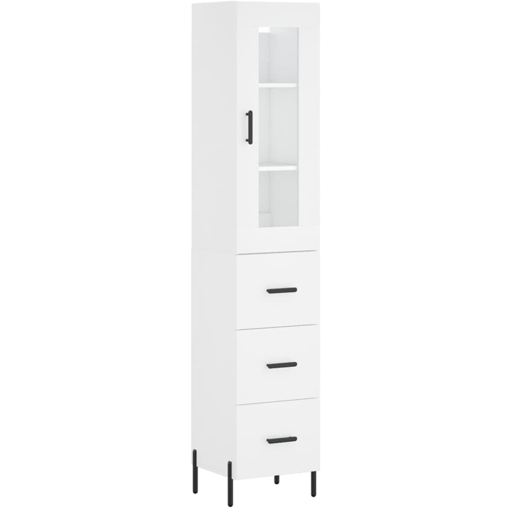 vidaXL Single Door 3 Drawer White Highboard with Metal Legs Image 2