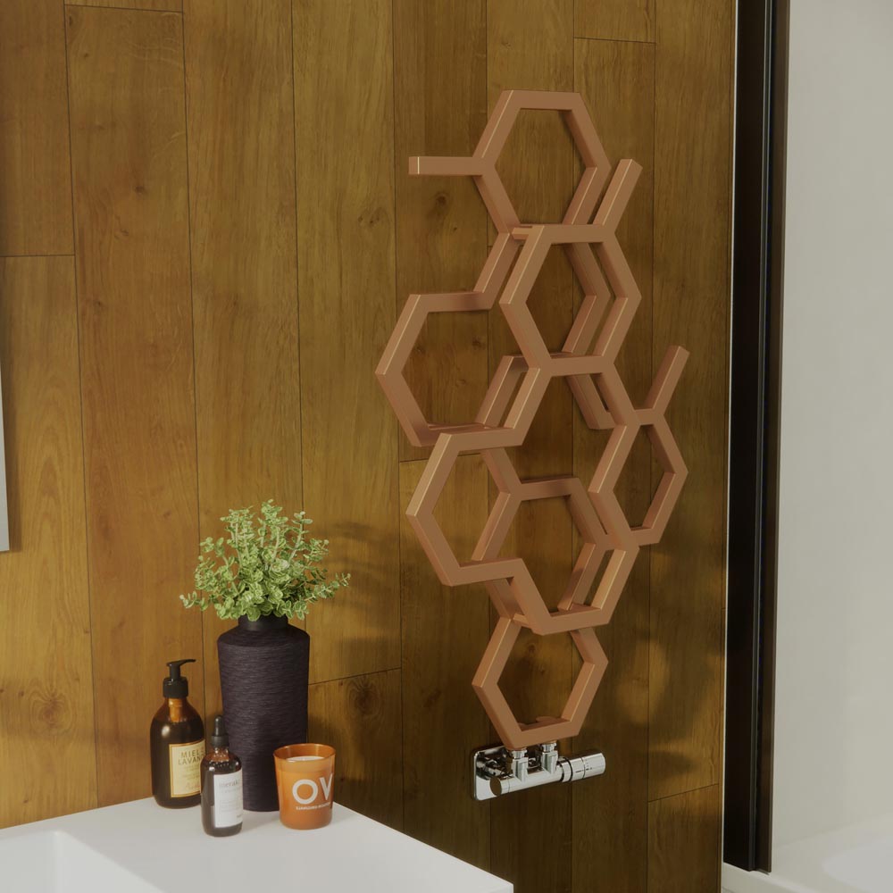 Terma Hex 846 BTU Bright Copper Radiator 821 x 486mm Image 2