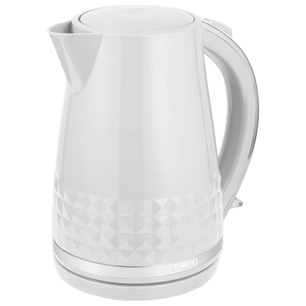Tower T10075WHT Solitaire White Chrome Accents 1.5L Kettle 3KW Image 1