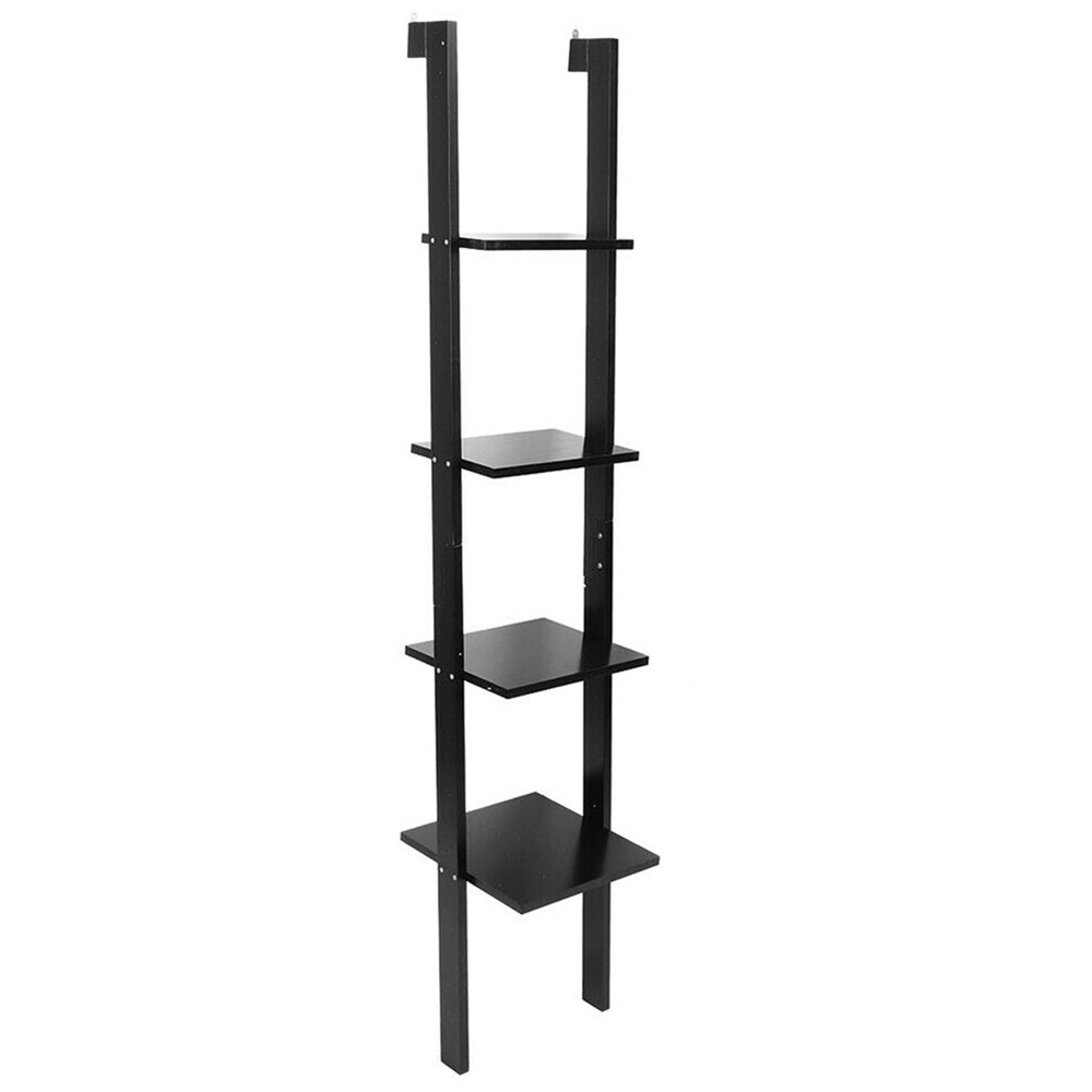 Living and Home 4 Tier Black Wall Hanging Ladder Shelf Image 1
