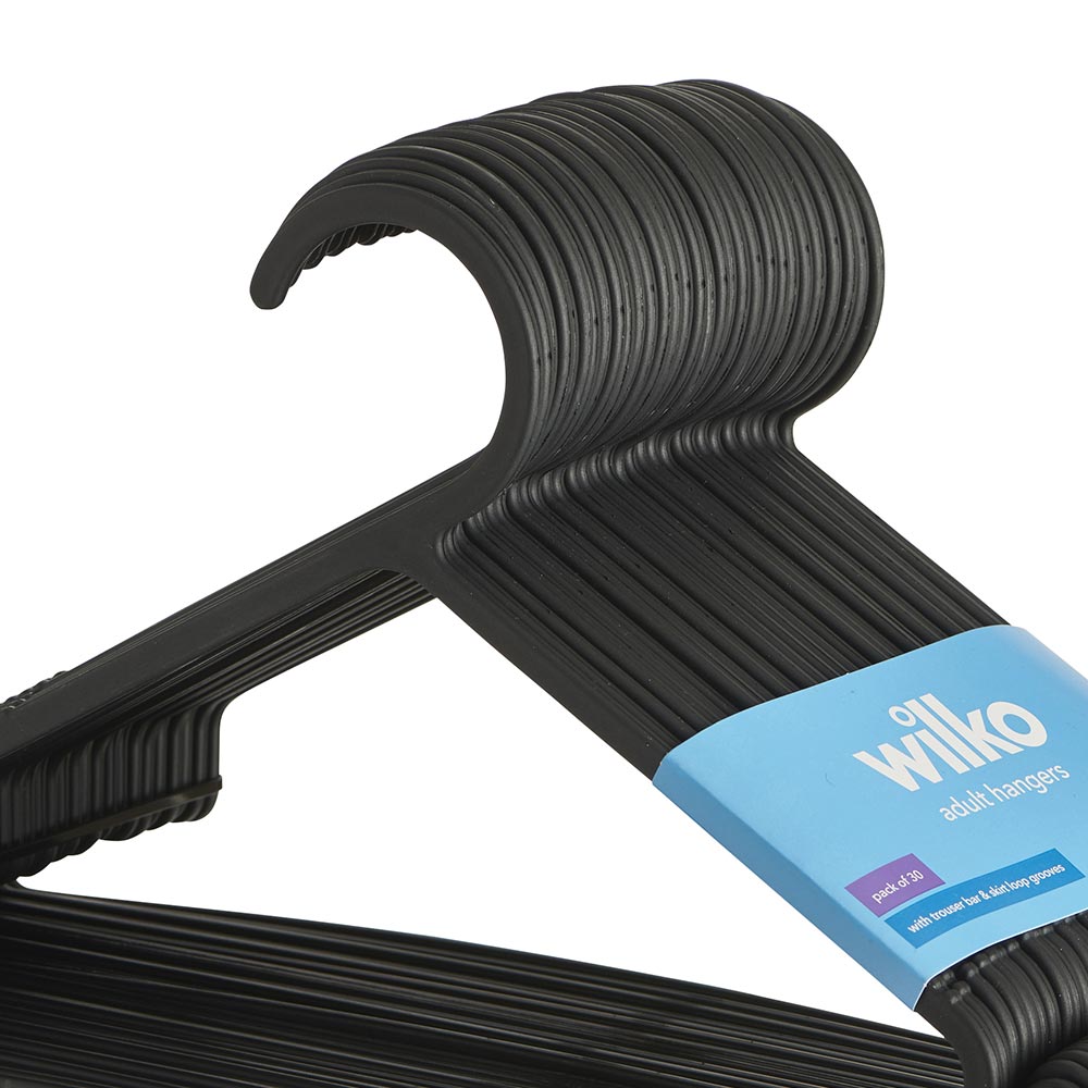 Wilko Black Coat Hanger 30 Pack Wilko