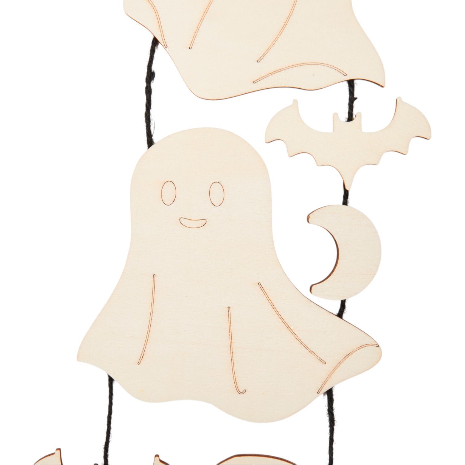 Wooden Ghost Hanging Plaque Natural Image 3