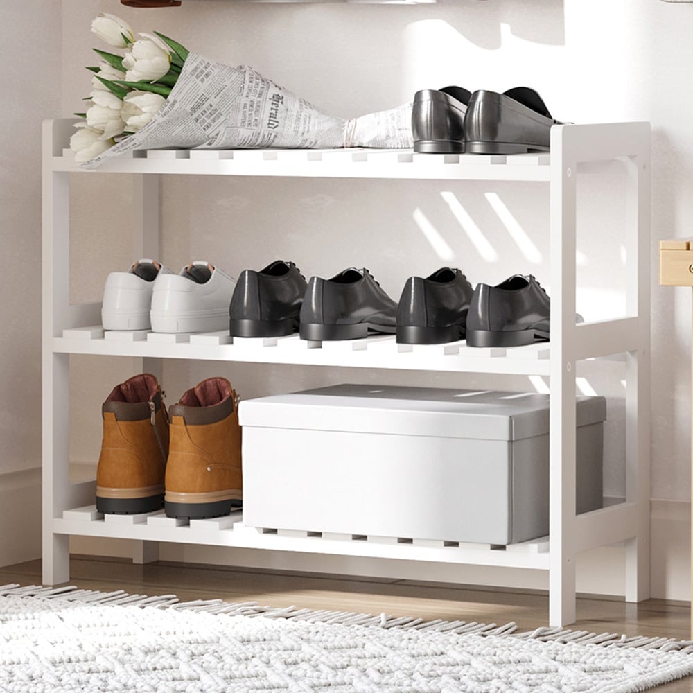 Portland 3 Tier White Shoe Rack Image 2