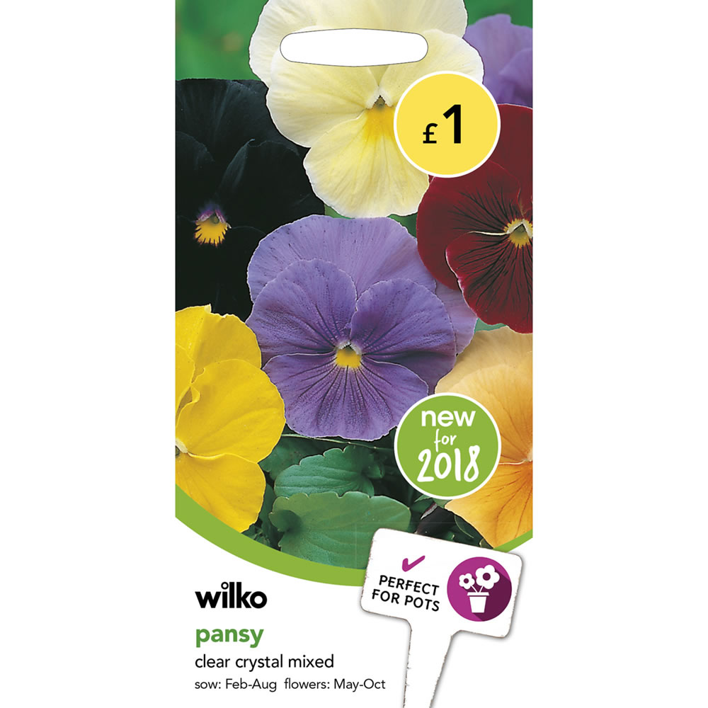 Wilko Pansy Clear Crystal Mix Seeds Image 2