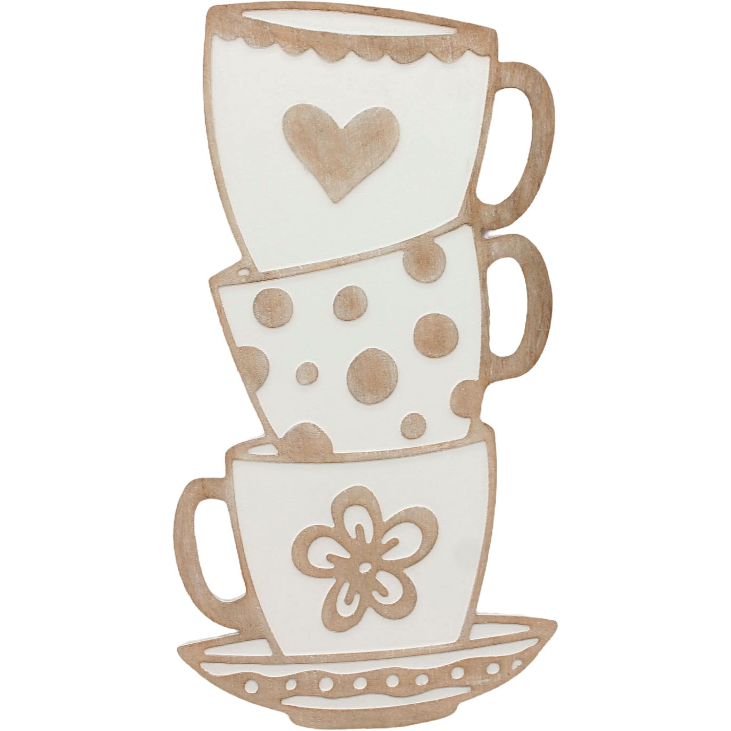Toppling Teacups Etched Wooden Wall Plaque Image 1