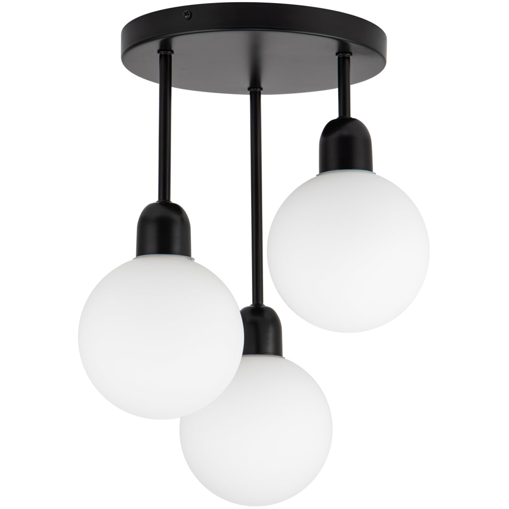 Cosylyte 3 Light Matt Black Opal Glass Ceiling Light Image 1