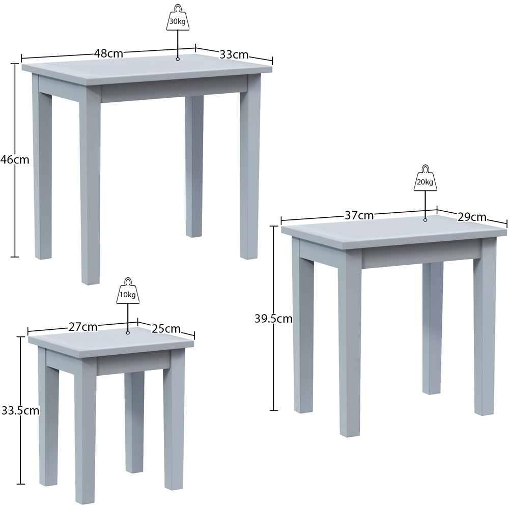 Vida Designs Yorkshire Grey Nest of Tables Set of 3 Image 9