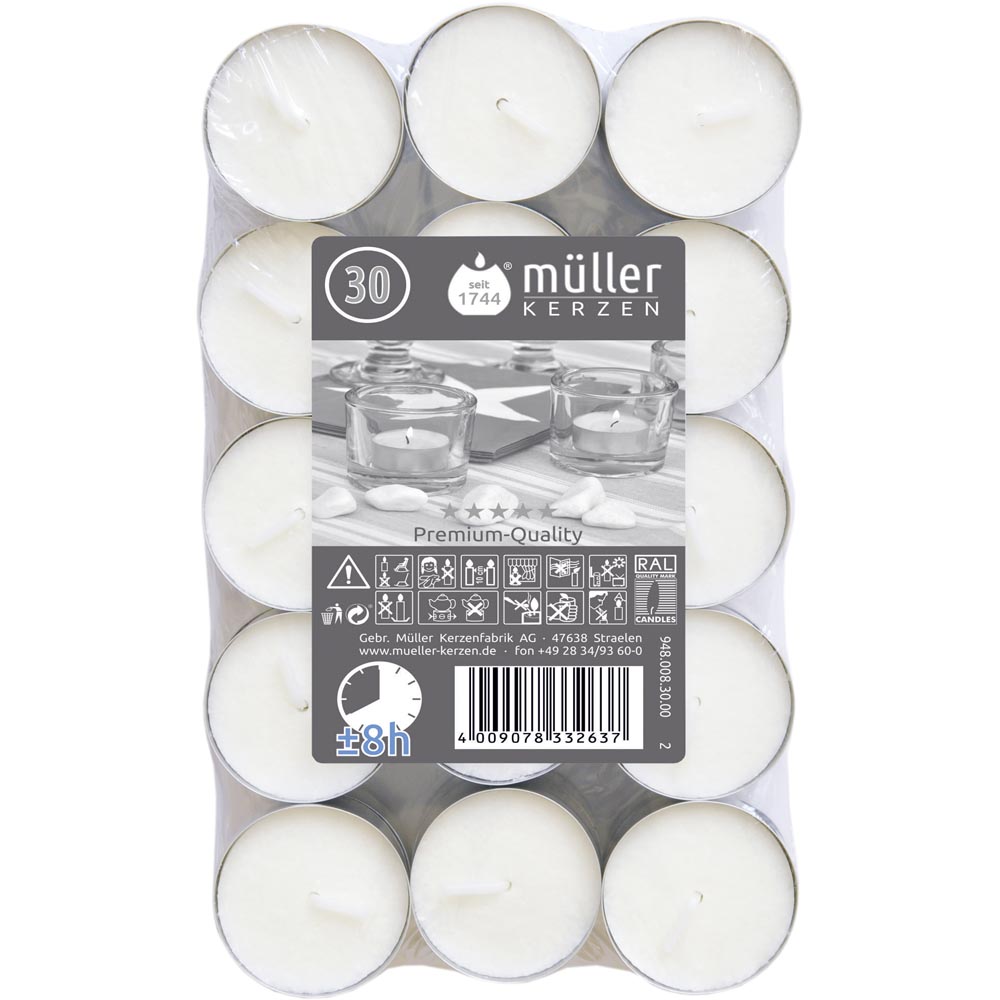 8 Hour Unscented Tealights 30pk Image