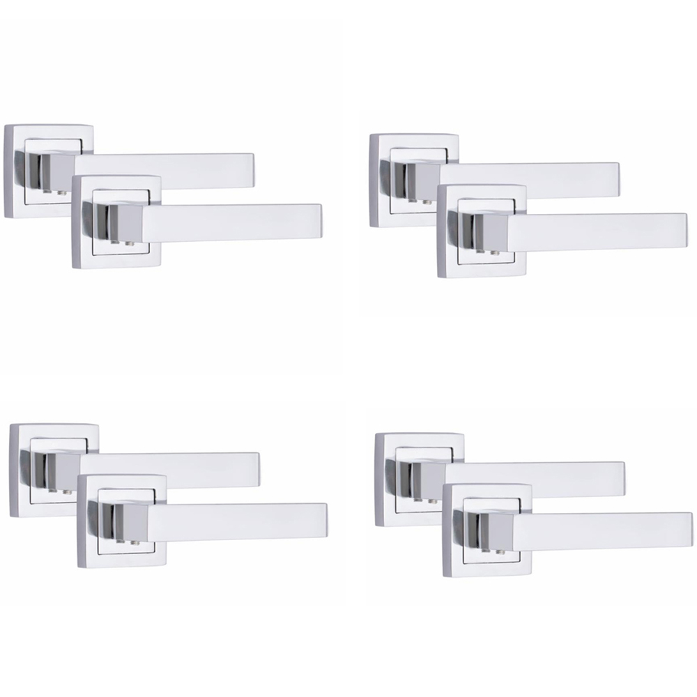 Golden Grace Polished Chrome Premium Delta Door Handles Set 4 Pack Image 1