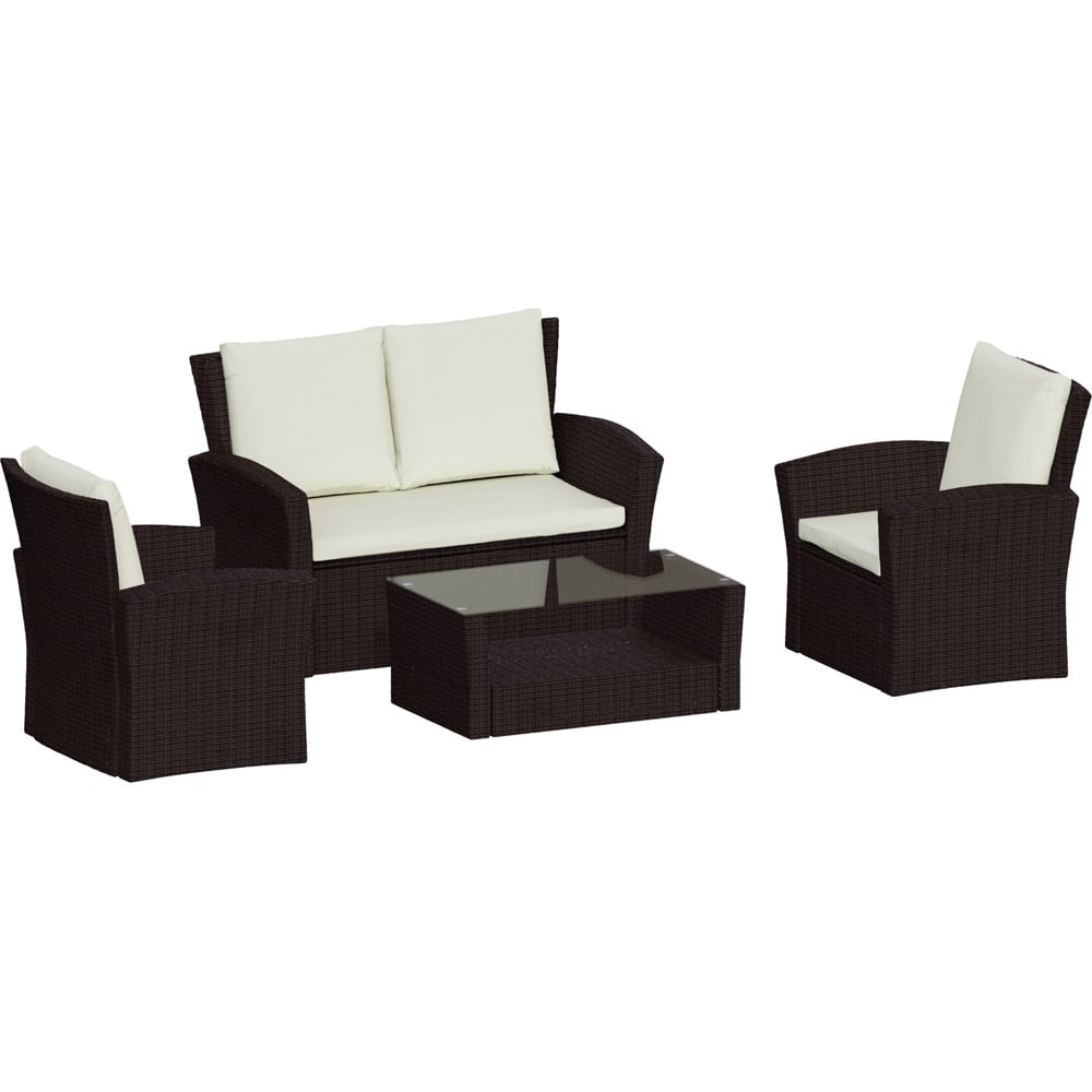 Garden Vida Mylor 4 Seater Brown Rattan Lounge Set Image 2