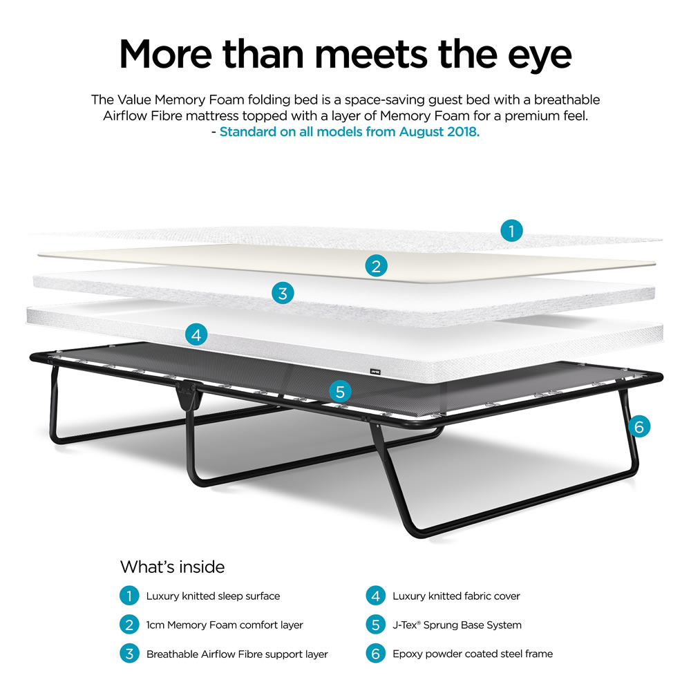 JayBe Value Double Folding Bed with Memory Foam Mattress Wilko