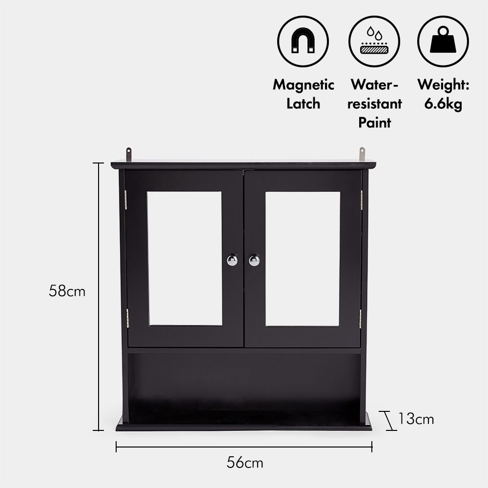 VonHaus Shrewsbury Black Mirrored Cabinet Image 8