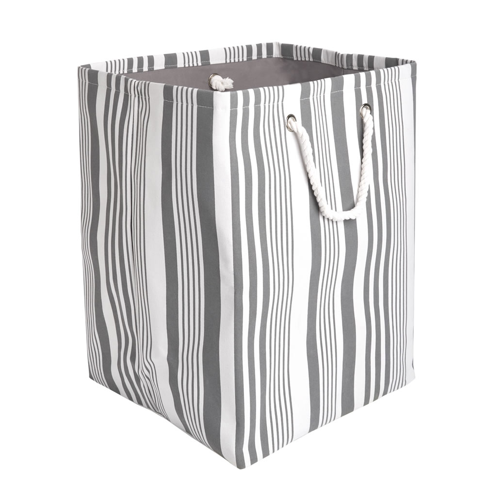 Wilko Grey Striped Laundry Bag Image 1