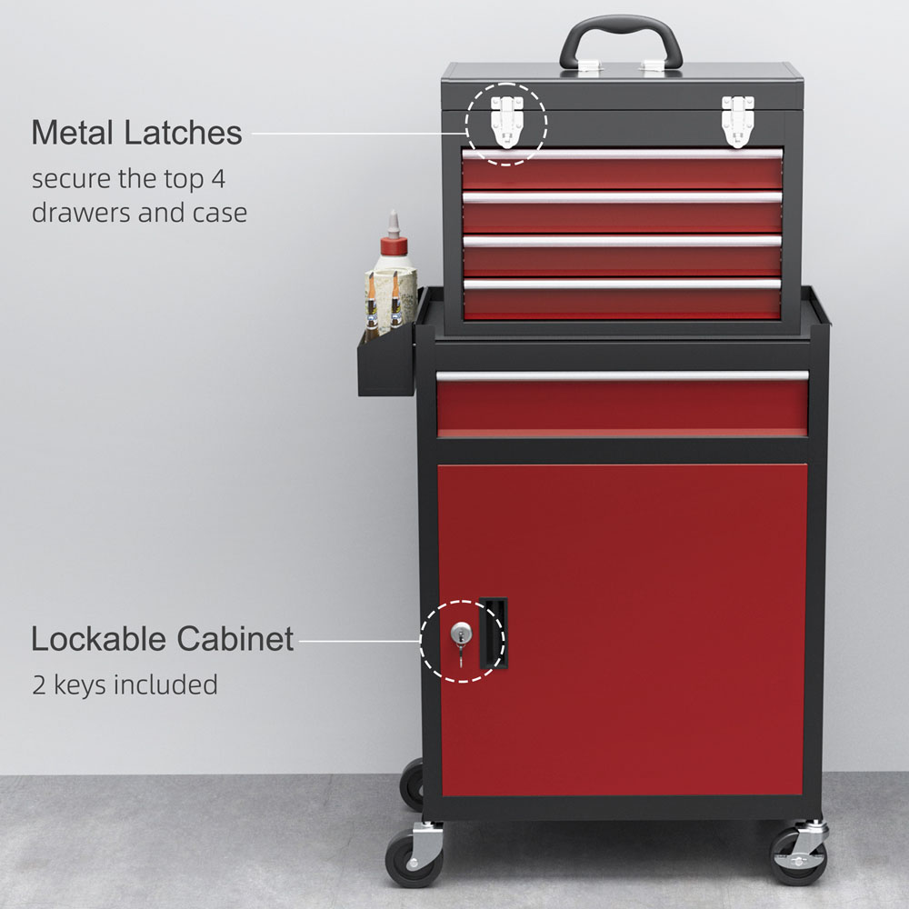 HOMCOM 5 Drawers Tool Cabinet on Wheels Image 6