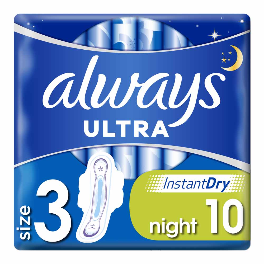 Always Ultra Night Sanitary Towels 10 pack Image 1