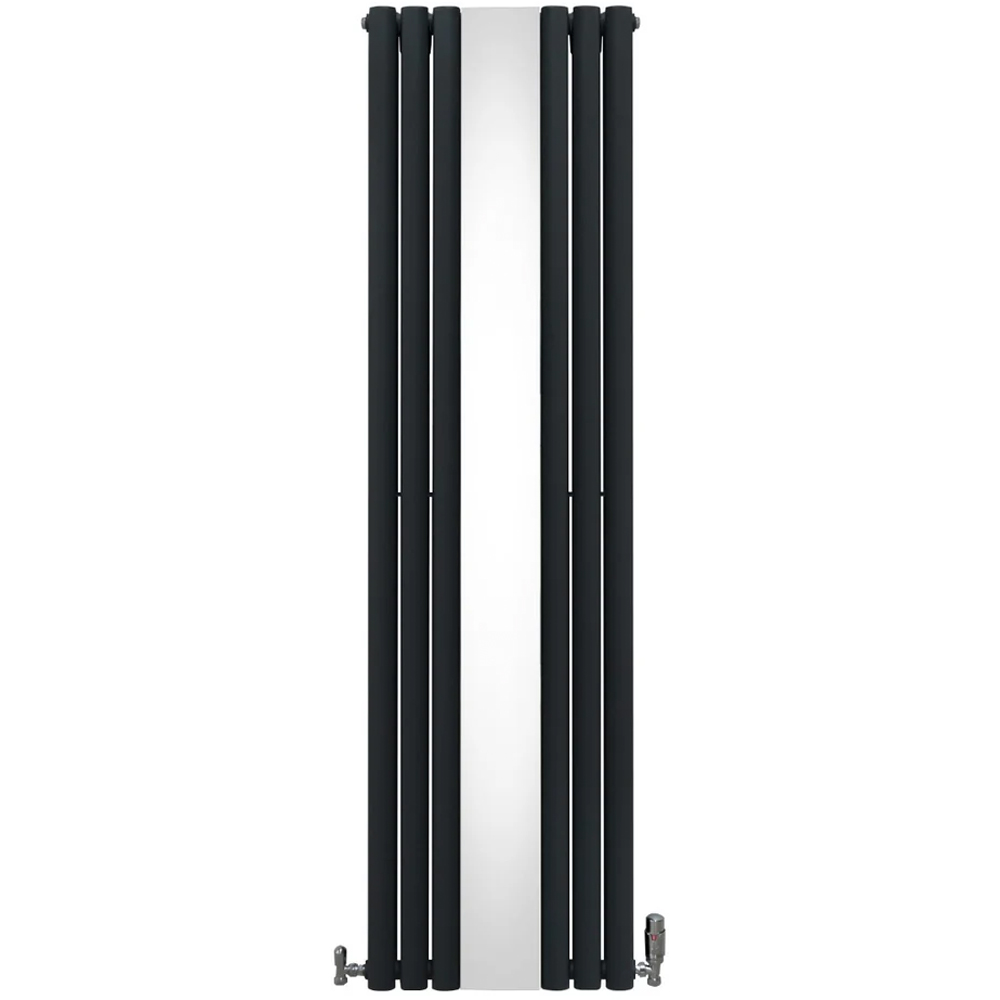 Monster Shop 5009 BTU Anthracite Grey Oval Mirror Radiator and Valves 1800 x 500mm Image 1