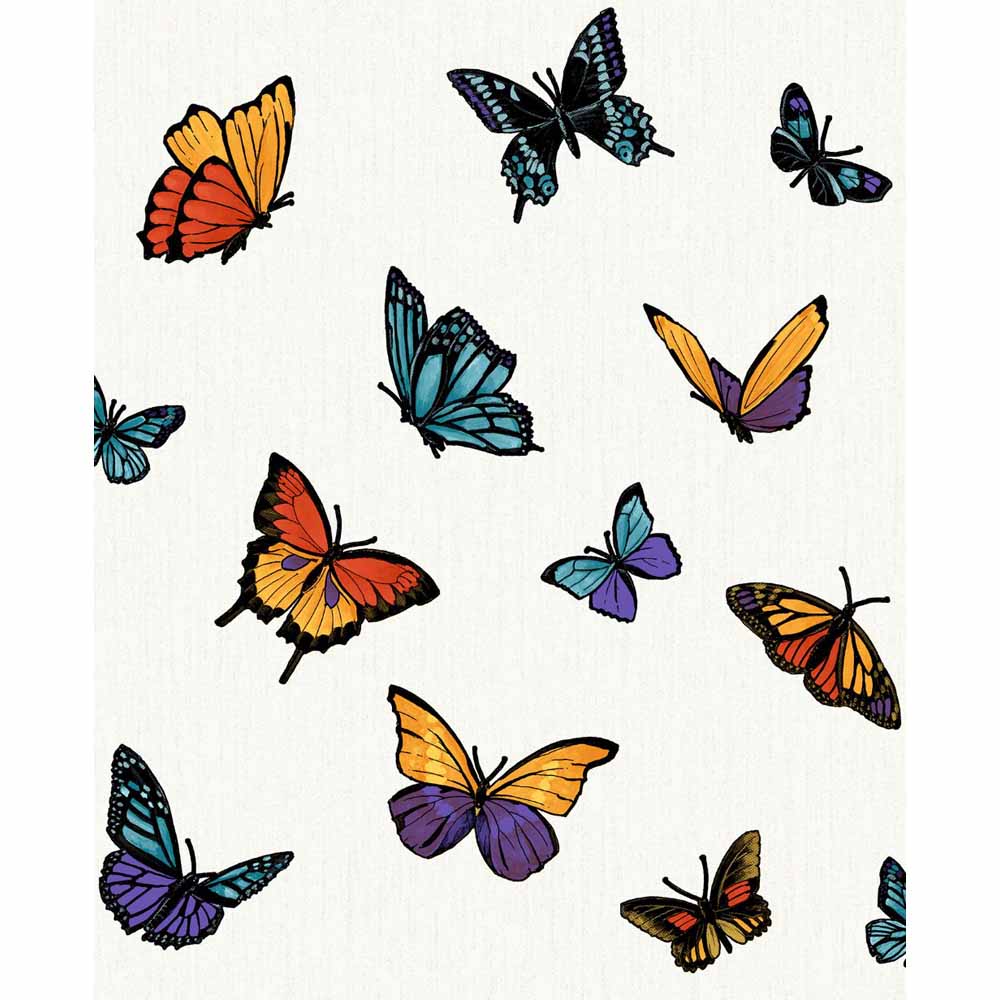 Graham & Brown Julien Macdonald Flutterby Multicolour Wallpaper Paper  - wilko