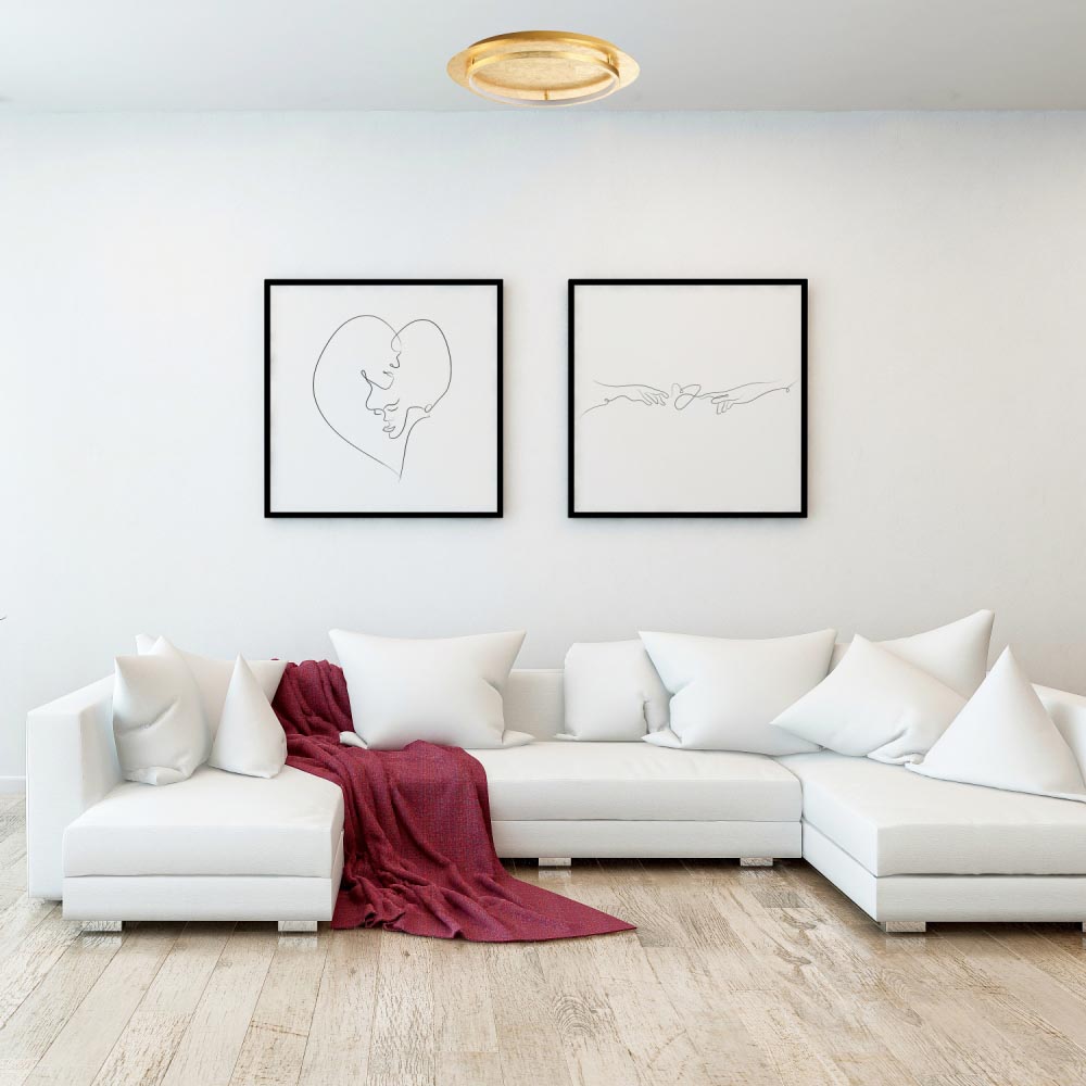 Happy Homewares Flush Mount LED Ceiling Light with Brushed Gold Foil Finish Image 2