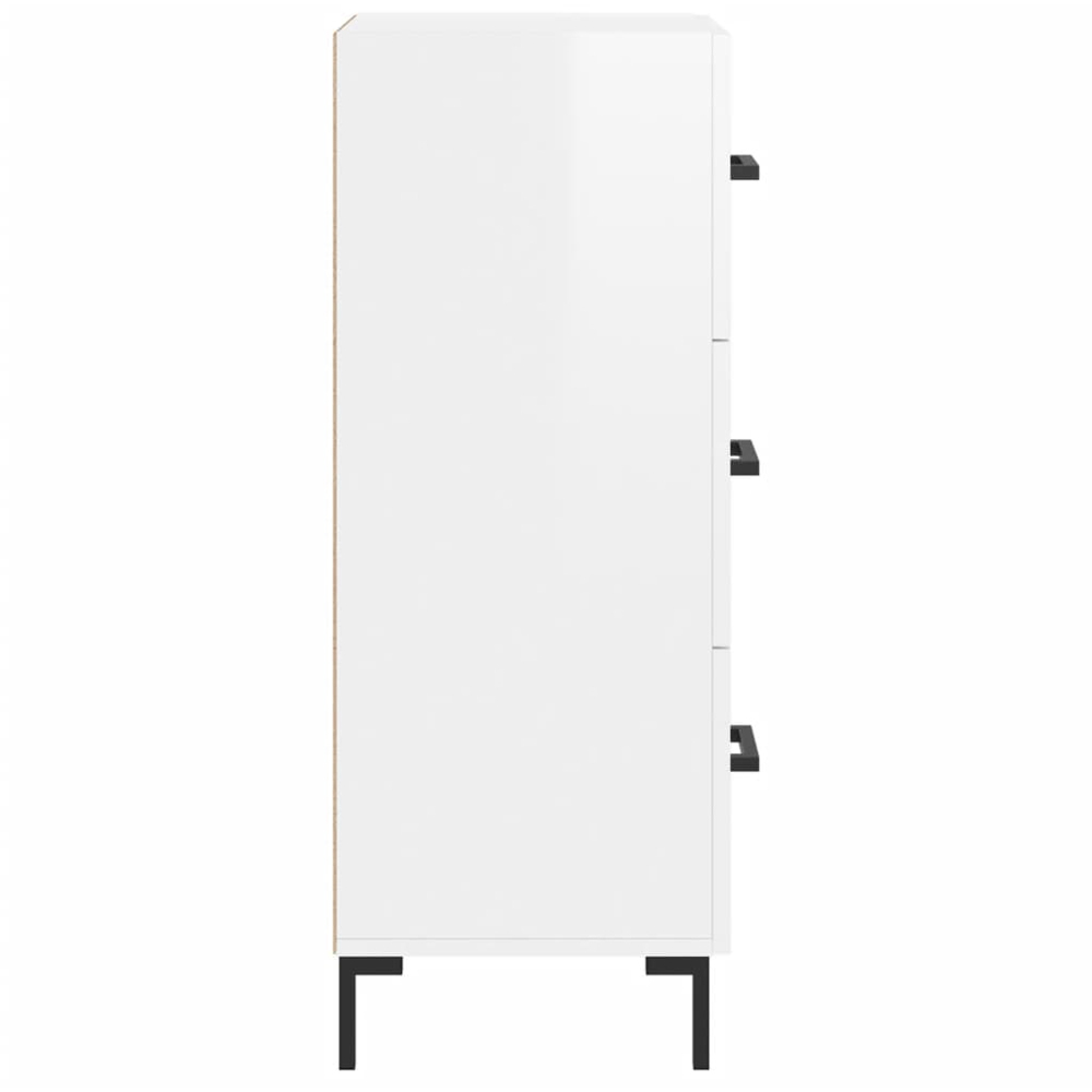 vidaXL 3 Drawer High Gloss White Sideboard Image 7