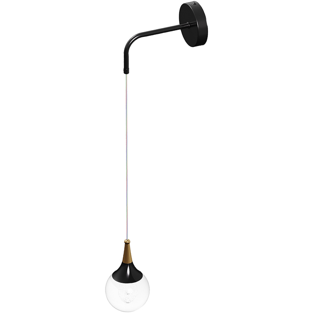Living and Home Black and Gold Dew Drop Crystal Shade LED Wall Light Image 1