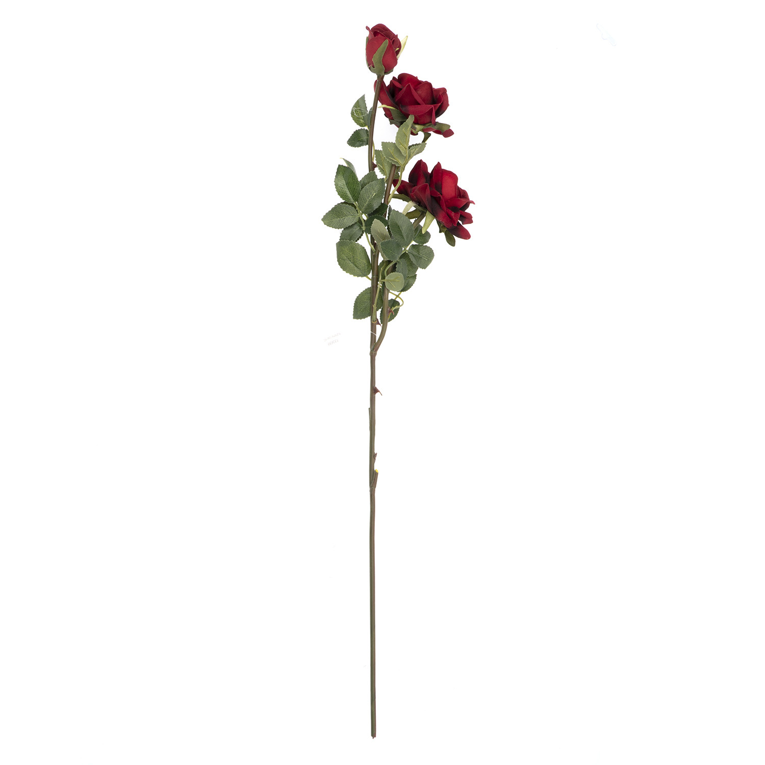 Silk Open Red Rose Spray Artificial Single Stem Image