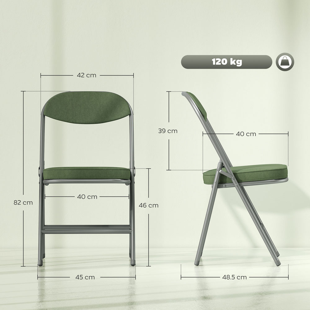 HOMCOM Set of 4 Green Steel Frame Foldable Chair with Cushioned Seat Image 9